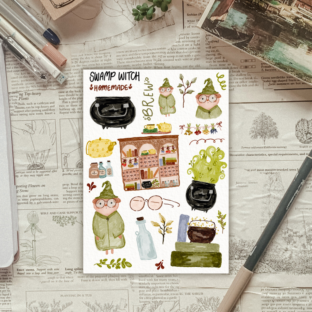 Swamp Witch Cottage Sticker Sheet