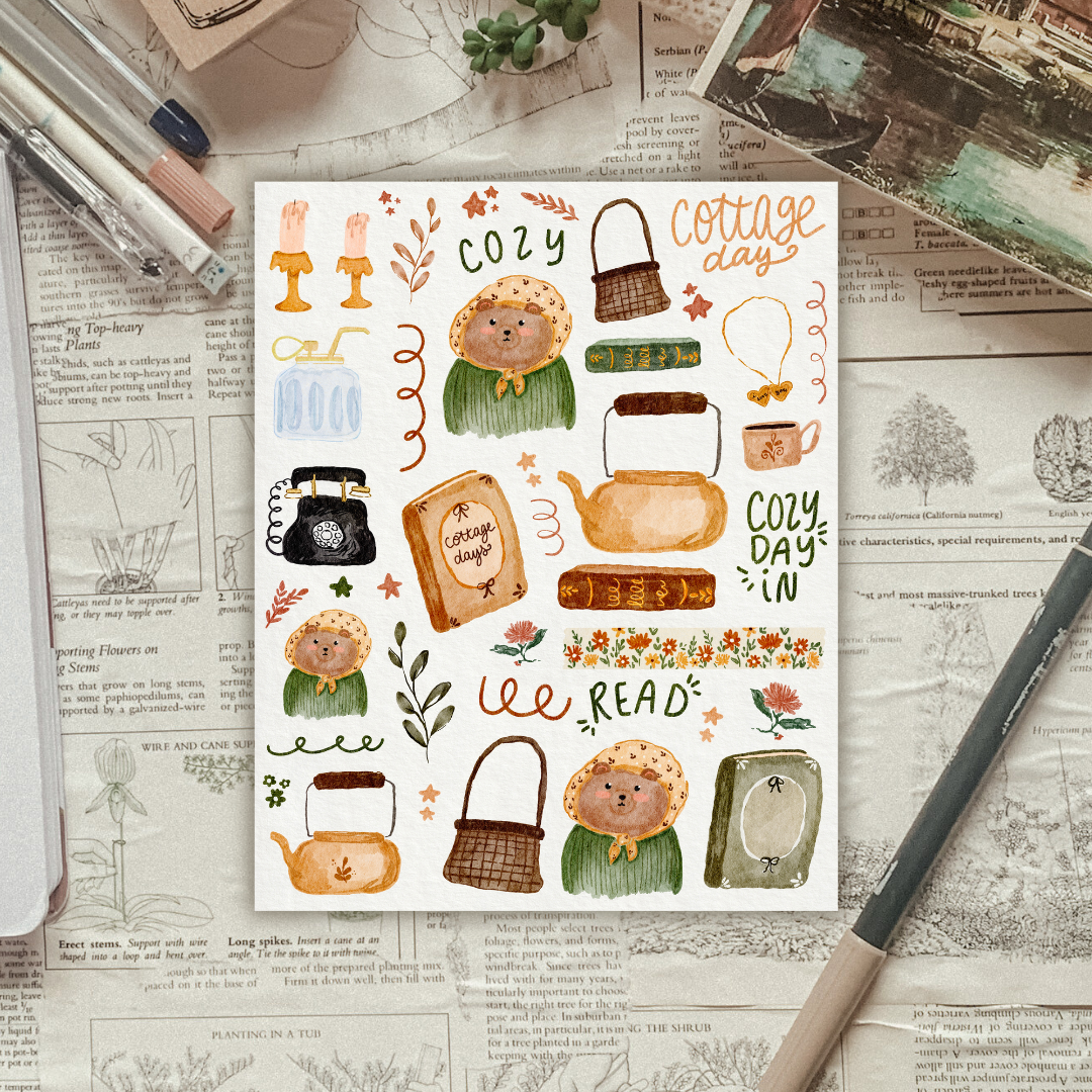 Cozy Bear Cottage Sticker Sheet