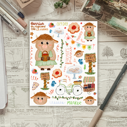 Harriet the Highland Cow Sticker Sheet
