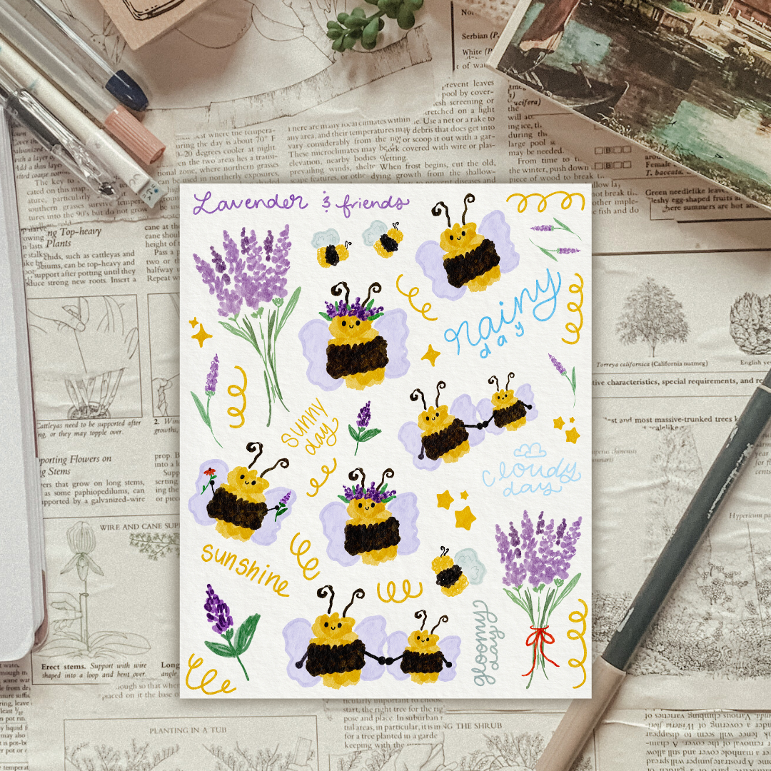 Lavender & Bees Sticker Sheet