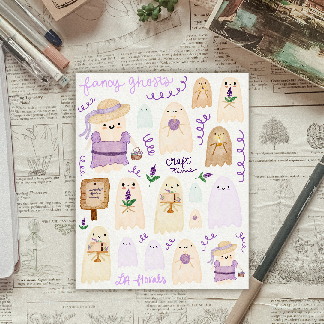 Fancy Ghosts Sticker Sheet