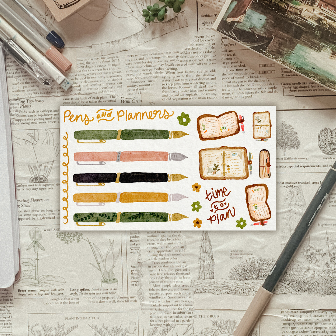 Fountain Pens & Planners Sticker Sheet