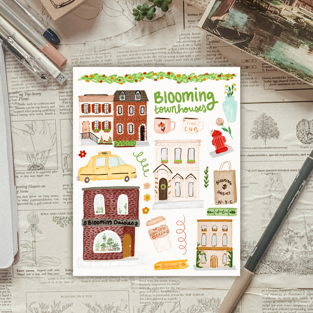 Blooming Townhouse Sticker Sheet