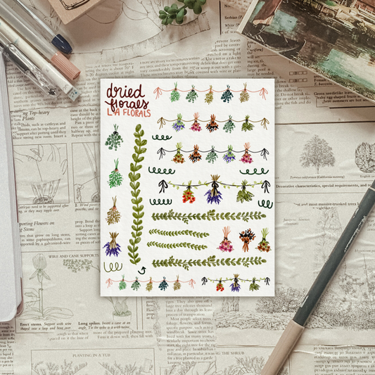 Dried Florals Garlands "washi" Sticker Sheet