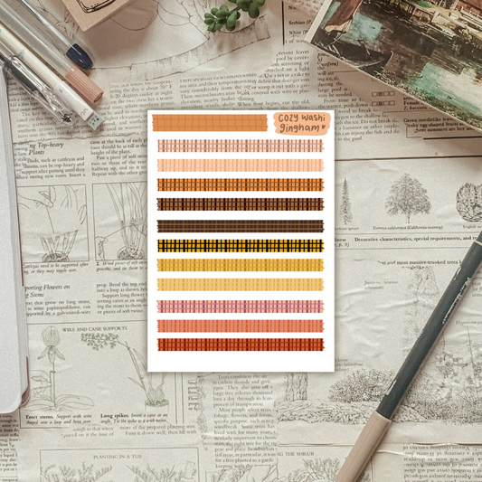 Cozy Gingham Pattern "Washi" Sticker Sheet