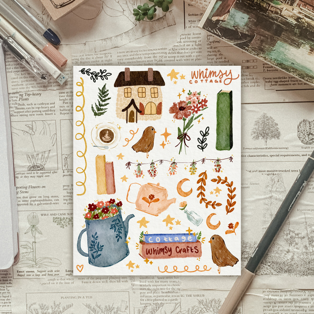 Whimsical Cottage Sticker Sheet