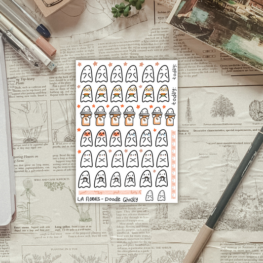 Doodle Ghost Emotes & Trackers Sticker Sheet
