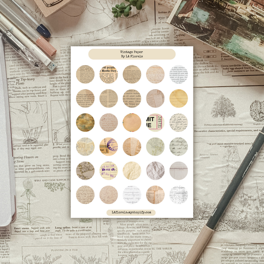 Aesthetic Paper Ephemera Circles Sticker Sheet