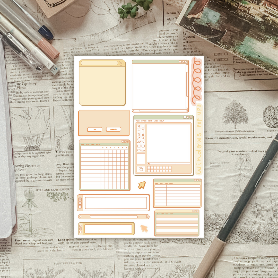90's Pop Up Windows Sticker Sheet