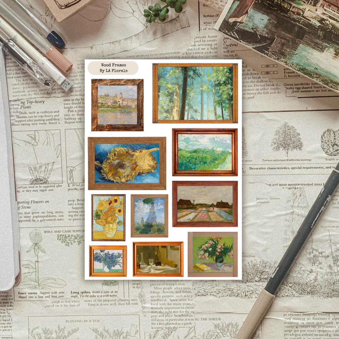 Classic Paintings in Wooden Frames Sticker Sheet