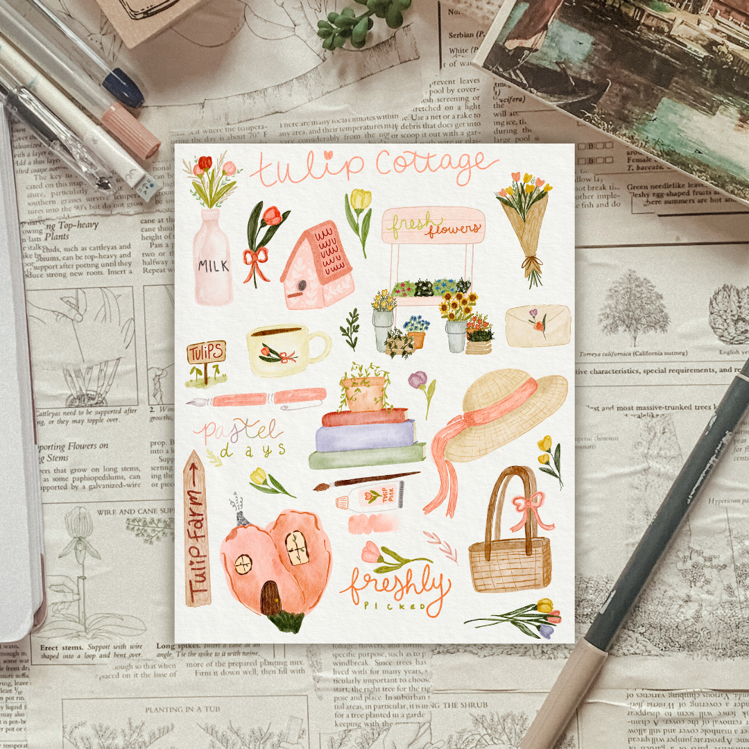 Tulip Cottage Sticker Sheet