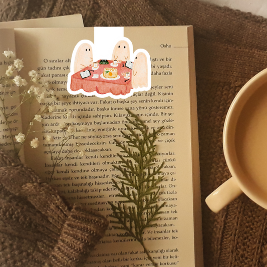 Ghost Tea Party Folding Magnetic Bookmark