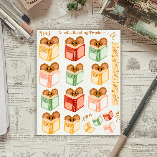 Amelia the Mouse Reading Tracker Icons Sticker Sheet
