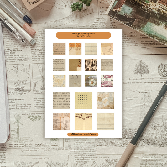 Aesthetic Paper Ephemera squares Sticker Sheet
