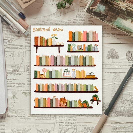 Bookshelf Long Stickers (washi style stickers) Sticker Sheet