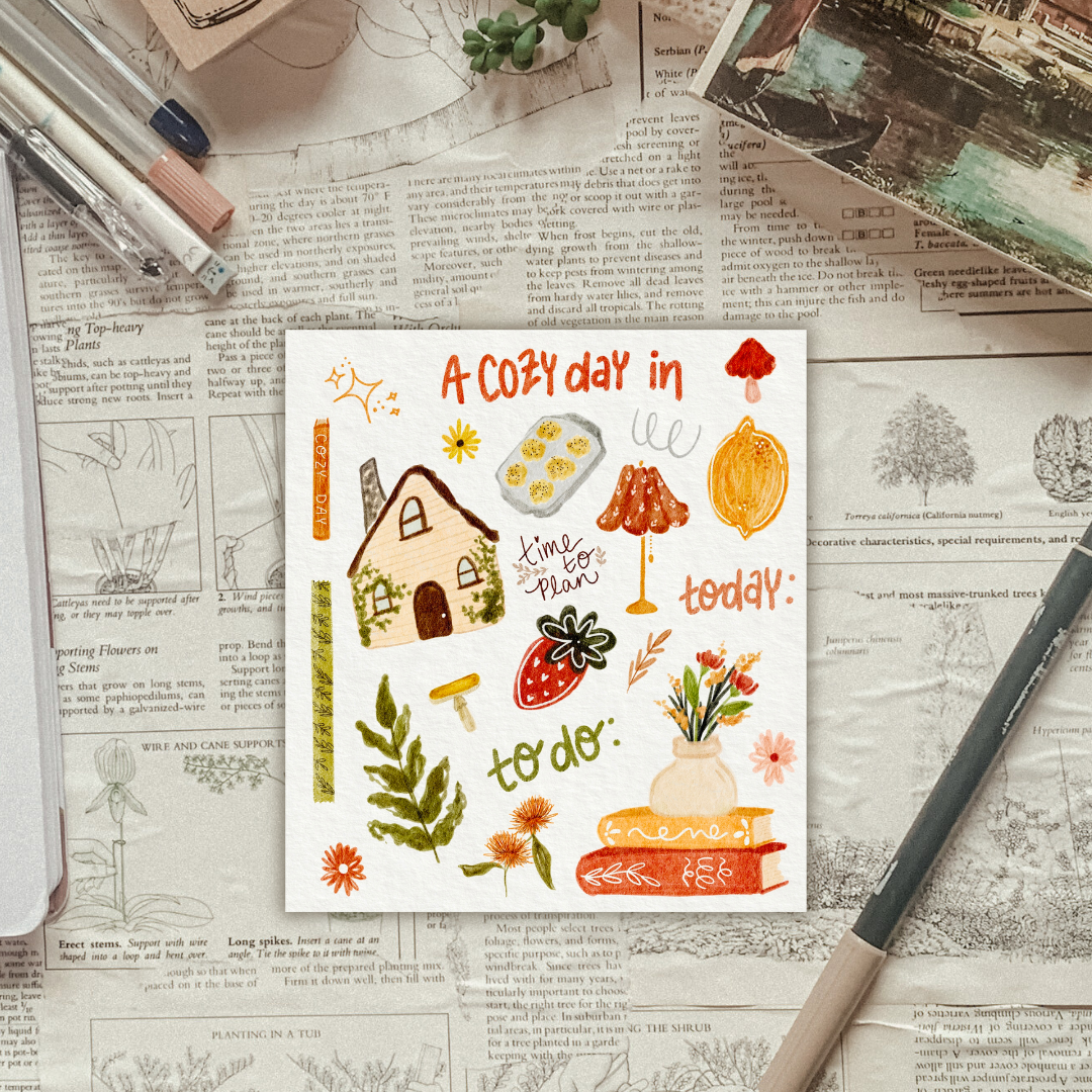 Cozy Day In Cottage Sticker Sheet