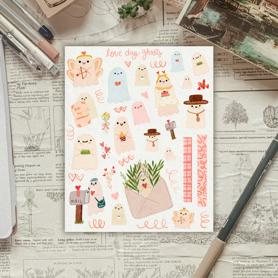 Love Day Ghosts Sticker Sheet