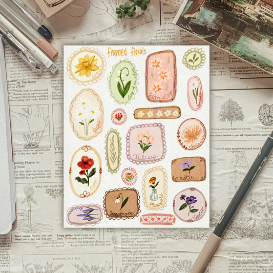 Neutral Framed Florals Sticker Sheet