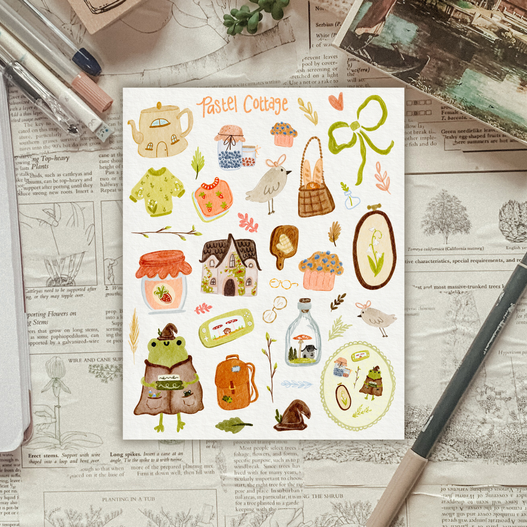 Pastel Cottage Sticker Sheet