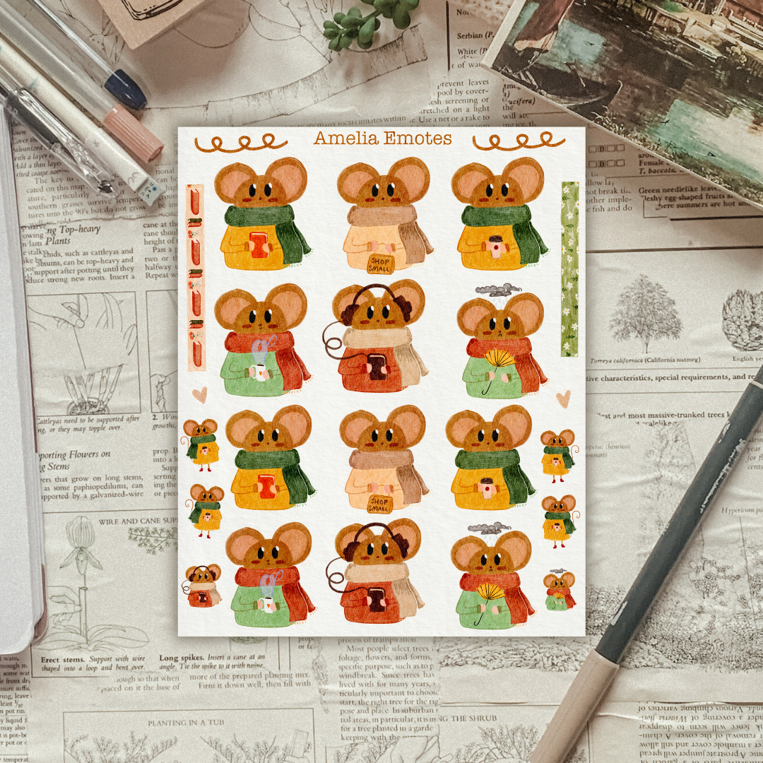 Amelia the Mouse Emotes Sticker Sheet