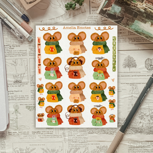 Amelia the Mouse Emotes Sticker Sheet