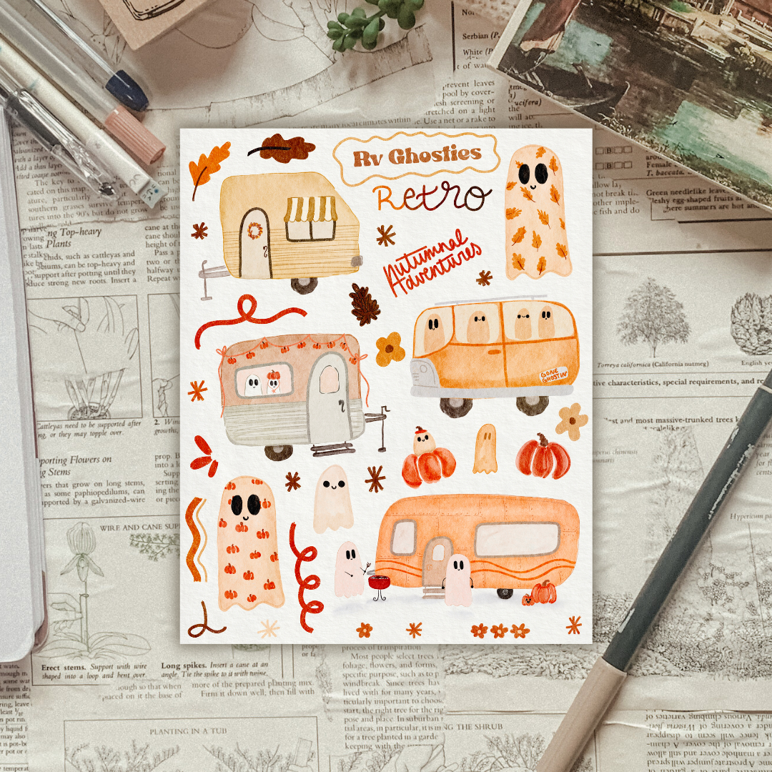 Autumn RV Ghosts Sticker Sheet