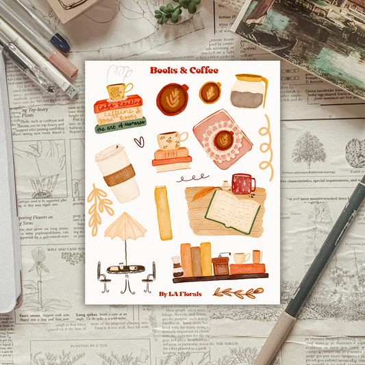 Books & Coffee Sticker Sheet