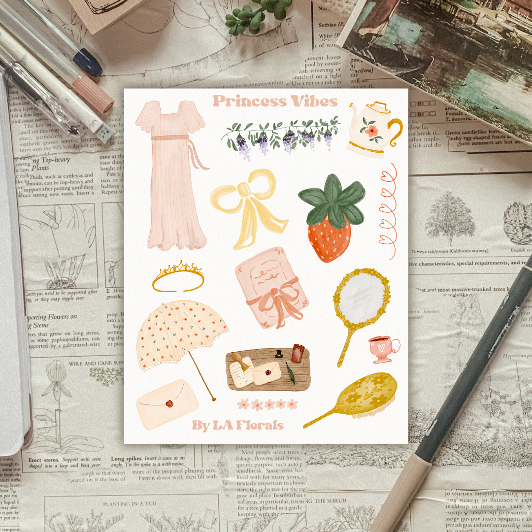 Bridgerton Princess Vibes Sticker Sheet