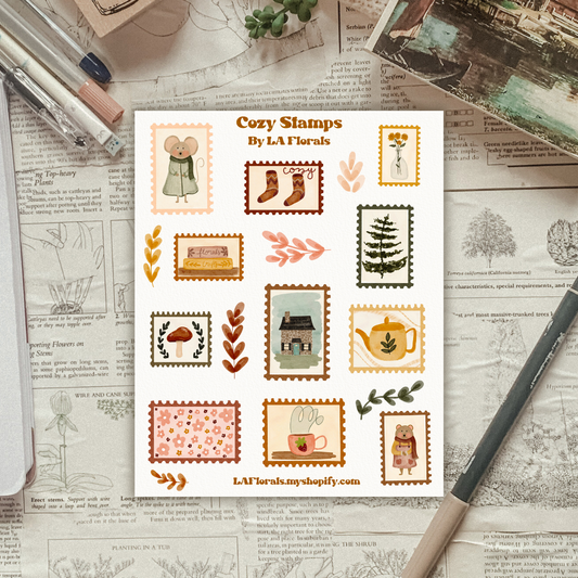 Cottagecore Stamps Sticker Sheet