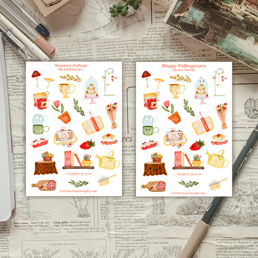 Happy Cottage Sticker Sheet (with or without smiley faces)