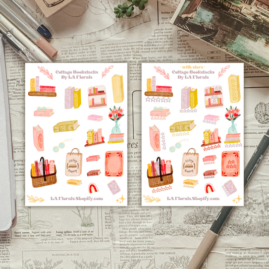 Pastel Books Sticker Sheet (with or without stars)