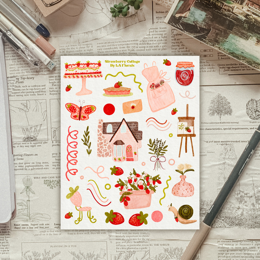 Strawberry Cottage Sticker Sheet