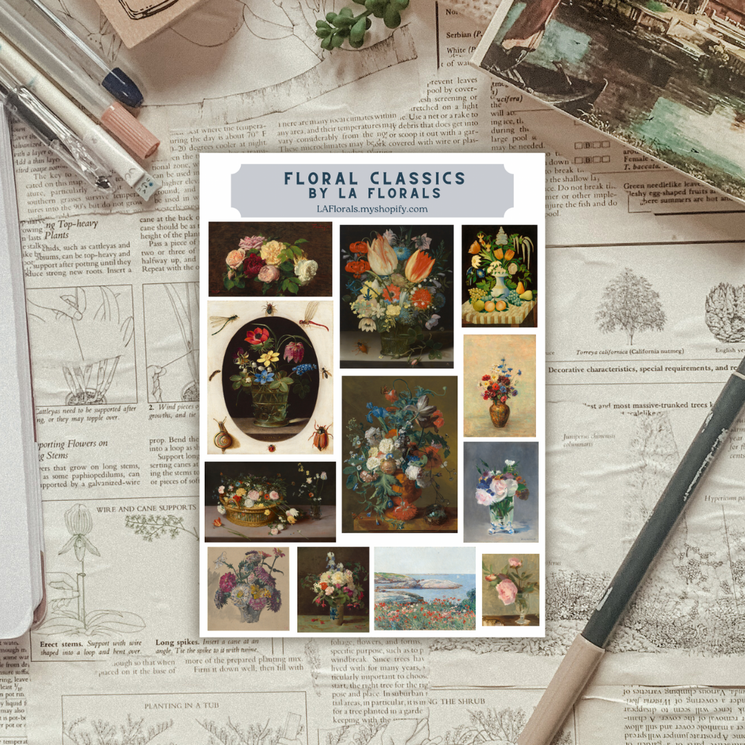 Floral Classics Paintings Ephemera Sticker Sheet