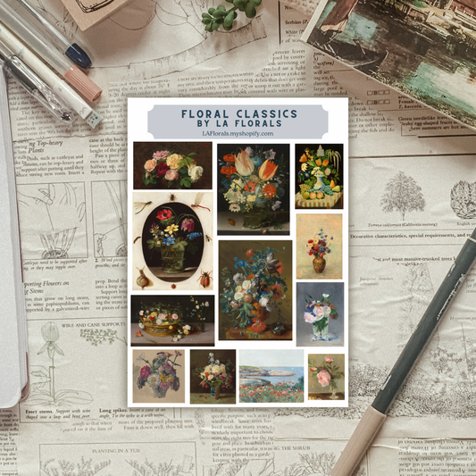 Floral Classics Paintings Ephemera Sticker Sheet