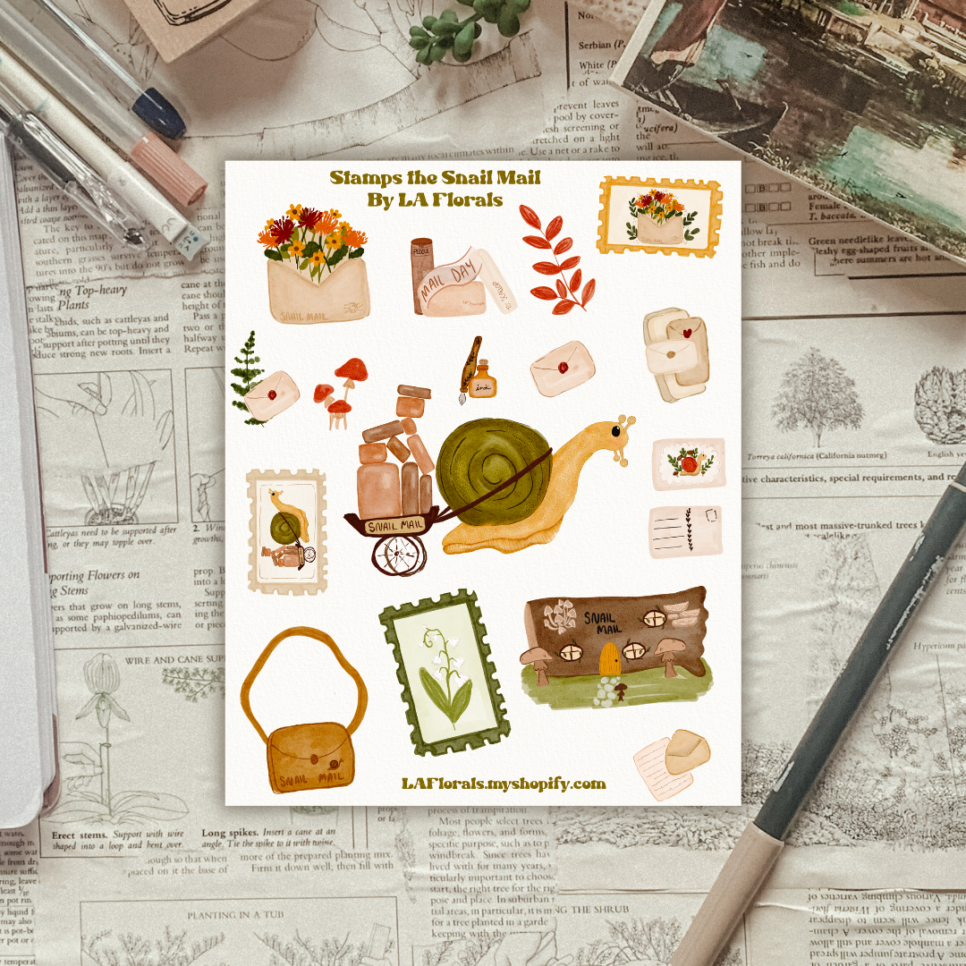 Stamps the Mail Snail Sticker Sheet
