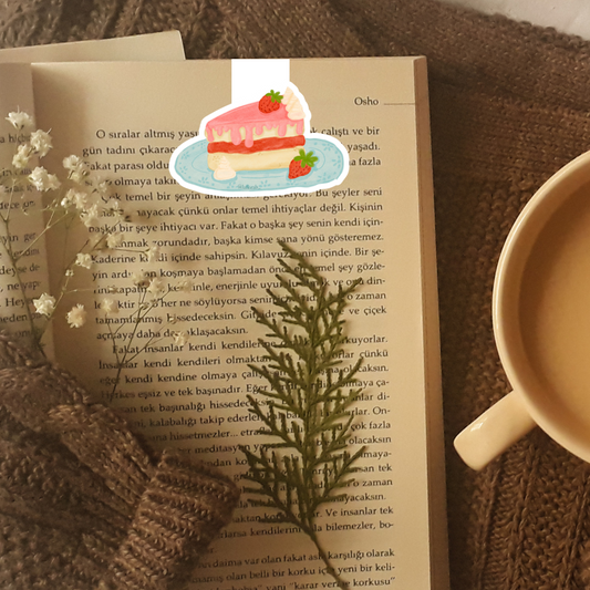 Strawberry Cake Folding Magnetic Bookmark