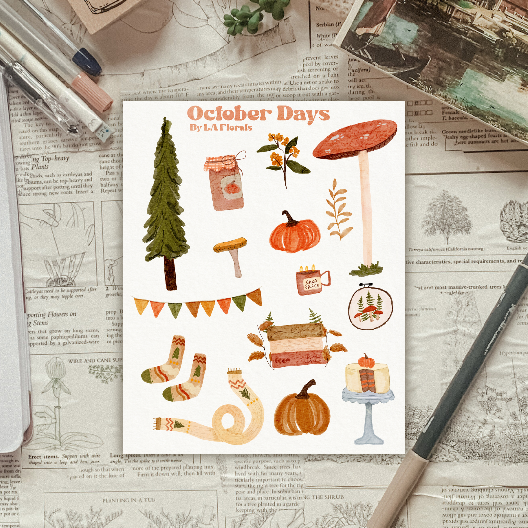 October Days Cottage Sticker Sheet