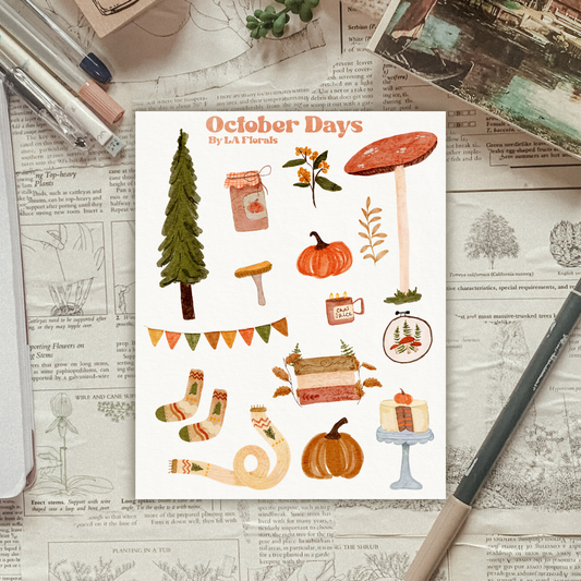October Days Cottage Sticker Sheet