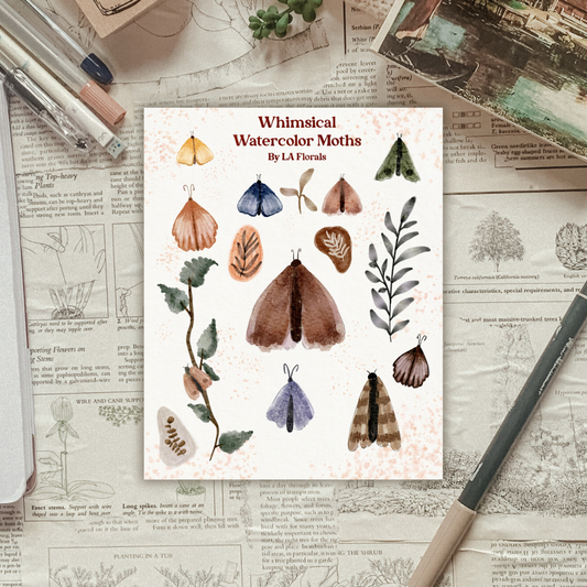 Watercolor Moths Sticker Sheet