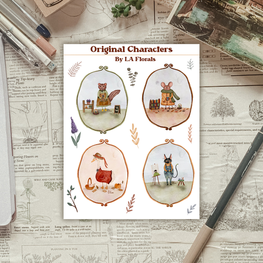 Original Characters in Frames Sticker Sheet