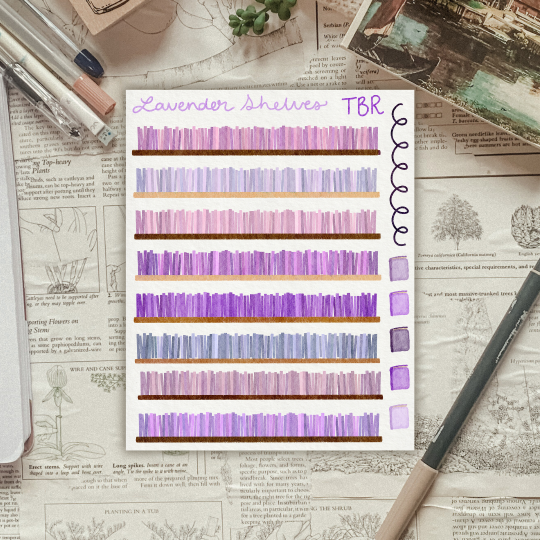Lavender Bookshelf Washi Sticker Sheet