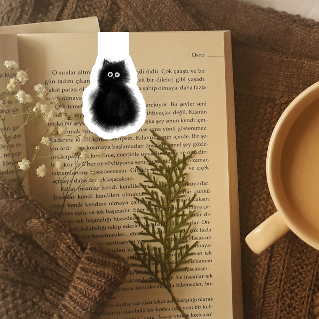 Classic Black Cat Folding Magnetic Bookmark
