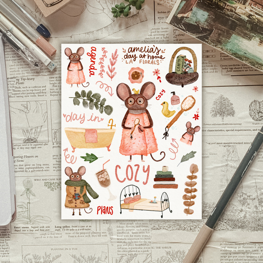 Amelia the Mouse Self-Care Day Sticker Sheet