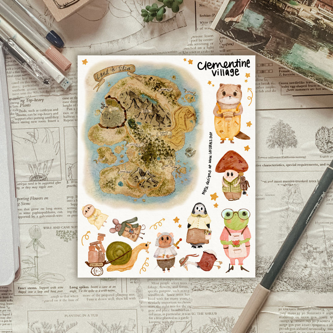 Clementine Villagers Map Sticker Sheet