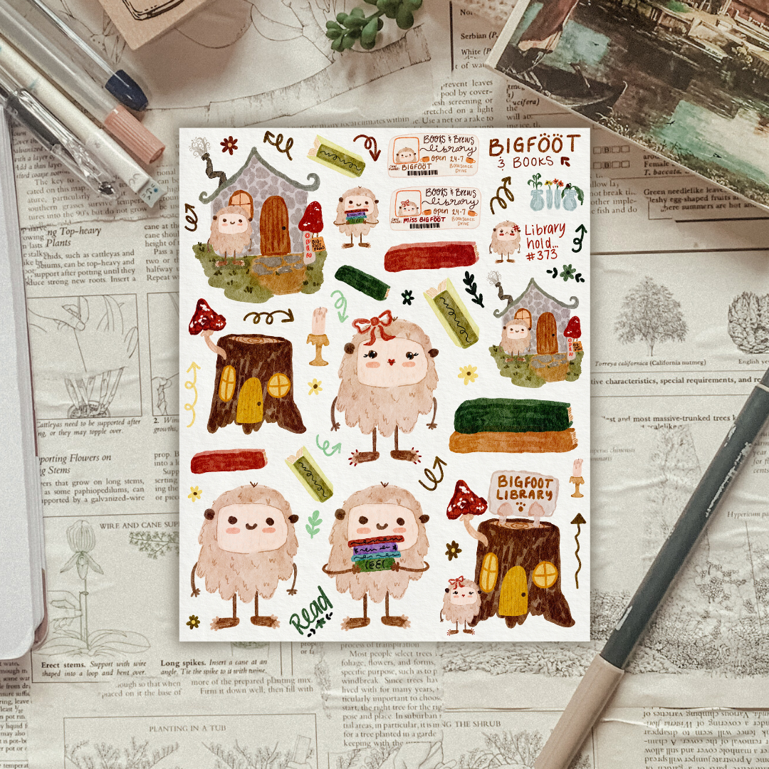 Bigfoot & Books Sticker Sheet