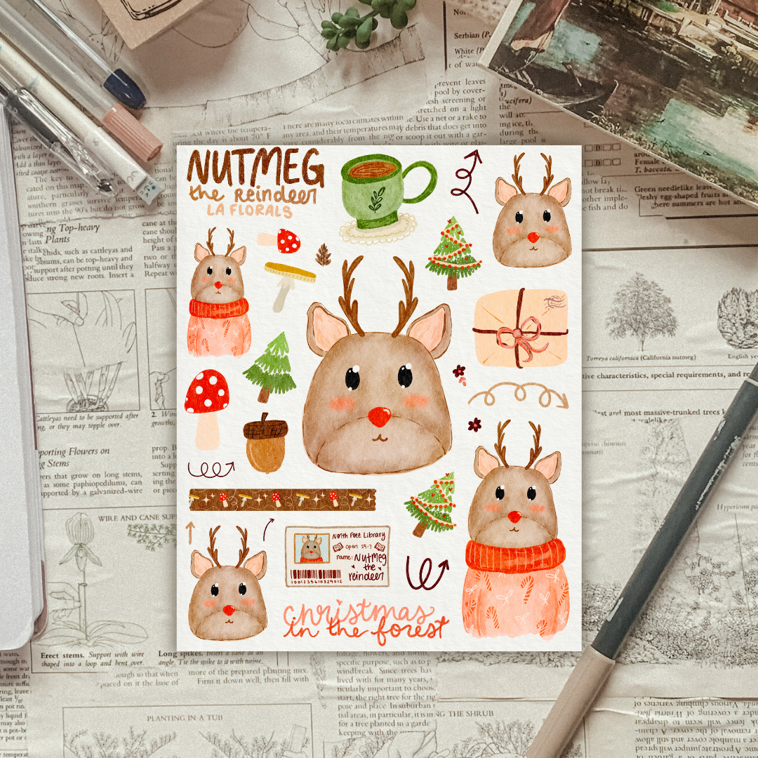 Nutmeg the Reindeer Sticker Sheet