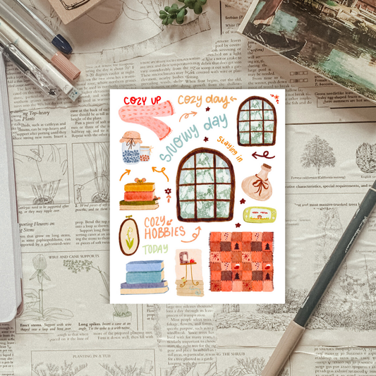 Snowy Day Cottage Sticker Sheet