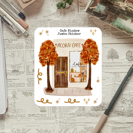 Autumn Cafe Large Window Sticker Sheet