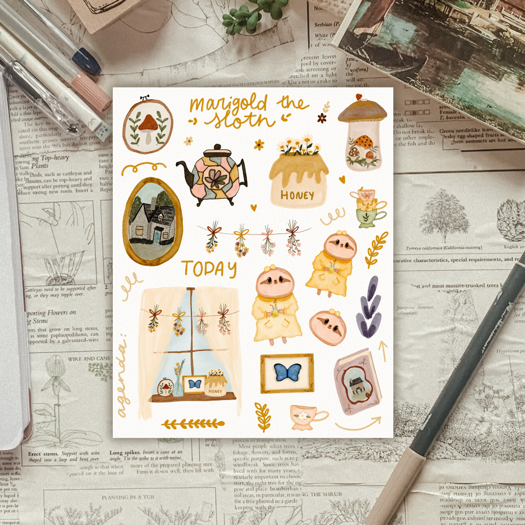 Marigold the Sloth Sticker Sheet
