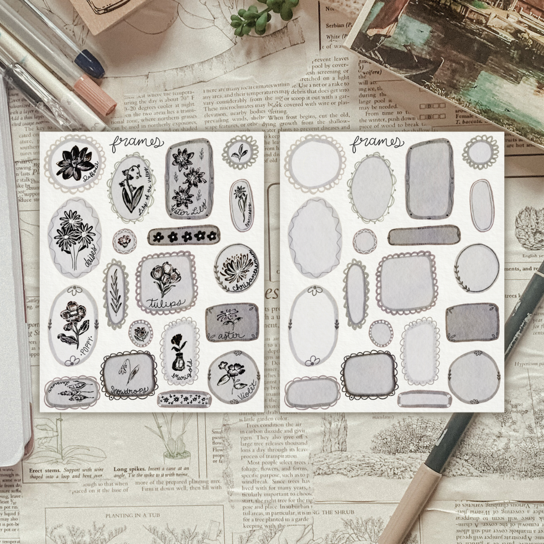 Black Frames (with or without flowers) Sticker Sheet